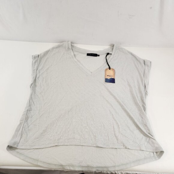 Silver Jeans Co. Light Gray V-Neck Short Sleeve Shirt Womens L L29TF2003 NWT - Picture 9 of 12